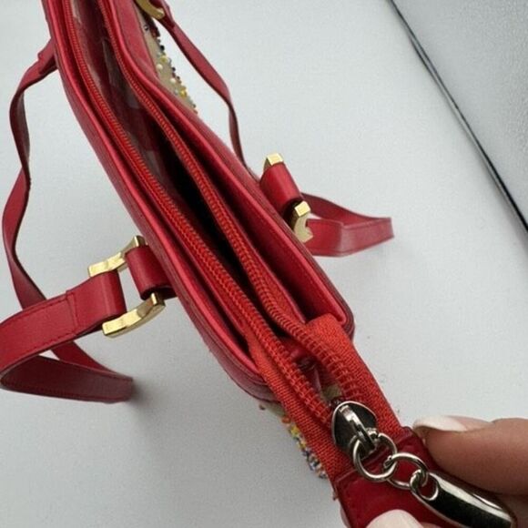 Vintage 90s Ermo Womens Multicolor Embroidered Beaded Floral Shoulder Bag Purse - Picture 5 of 8